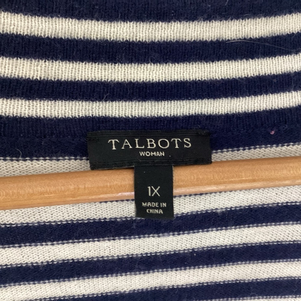 Talbots 1X Classic Capsule Striped Open Mid Length Teacher Cardigan Wool Blend - Picture 11 of 13